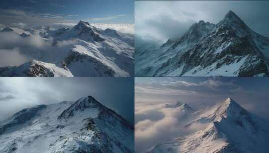 壮美雪山延时雪山航拍5分钟高清在线视频素材下载