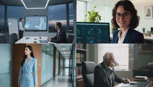 办公室女商人看电脑画面高清在线视频素材下载