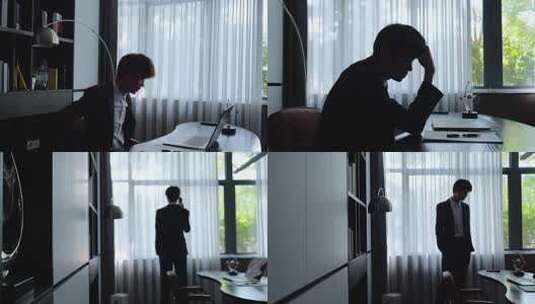 商务男士办公室窗边沉思高清在线视频素材下载