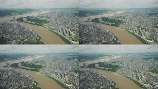 肇庆城市俯视图高清在线视频素材下载