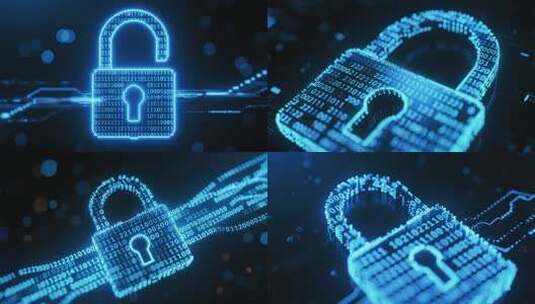 蓝色数字锁网络科技素材高清在线视频素材下载
