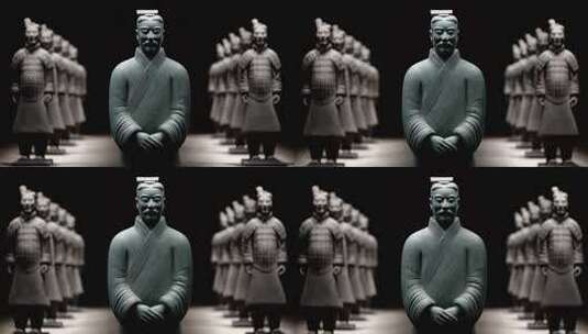 肃穆庄严的秦始皇兵马俑队列高清在线视频素材下载