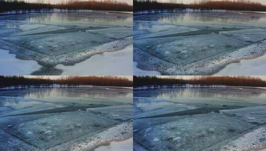 冬季湖面结冰自然风光高清在线视频素材下载