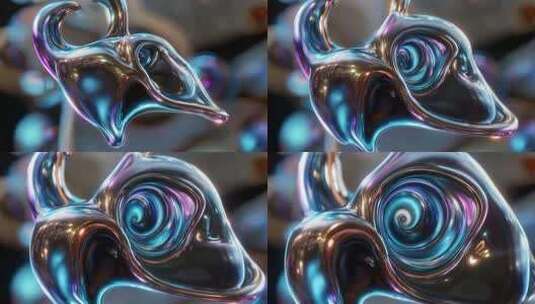 3D渲染抽象金属流体模型高清在线视频素材下载