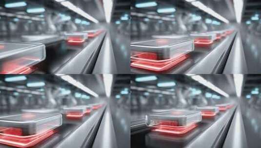 自动化生产线上的精密电子元件运输高清在线视频素材下载