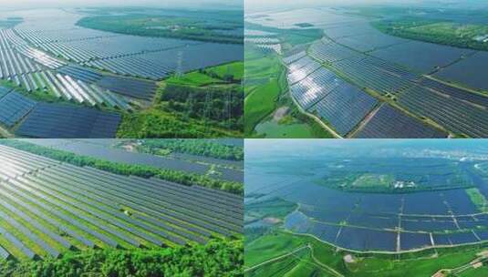 航拍太阳能光伏电站全景高清在线视频素材下载