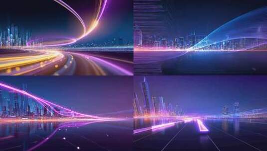 光轨穿梭舞台背景 科技城市信息科技背景高清在线视频素材下载