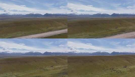草原雪山自然风光全景高清在线视频素材下载
