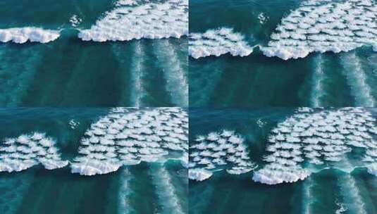 俯拍海洋翻涌浪花素材高清在线视频素材下载