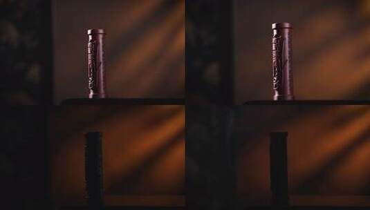 雕花木质工艺品展示高清在线视频素材下载