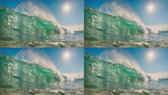阳光下的大海海浪景观高清在线视频素材下载