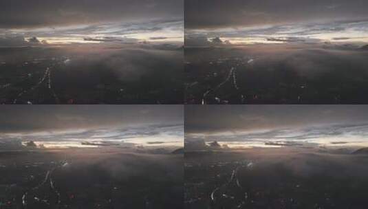 城市云海日出航拍景象高清在线视频素材下载