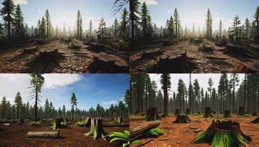 森林砍伐后的自然景观高清在线视频素材下载