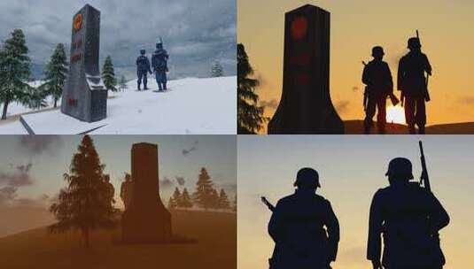 在野外风餐露宿站岗的战士高清在线视频素材下载