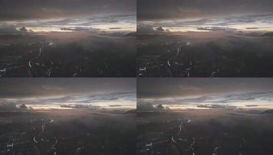城市日出云海航拍景象高清在线视频素材下载
