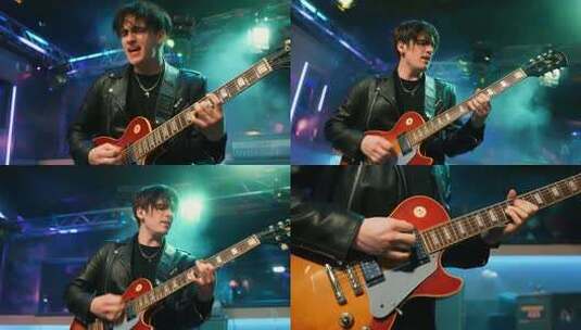 男性演奏吉他舞台素材高清在线视频素材下载