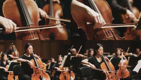 大提琴演奏特写画面高清在线视频素材下载