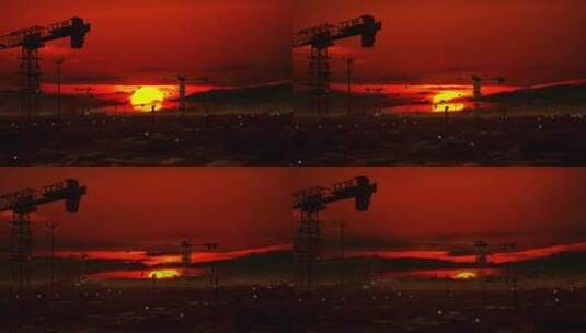 工地夕阳高清在线视频素材下载
