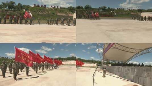 军人训练场列队行进素材高清在线视频素材下载