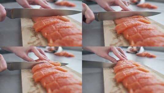 切鱼肉刺身美食高清在线视频素材下载