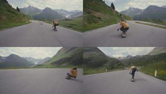 长板速降运动FPV航拍高清在线视频素材下载