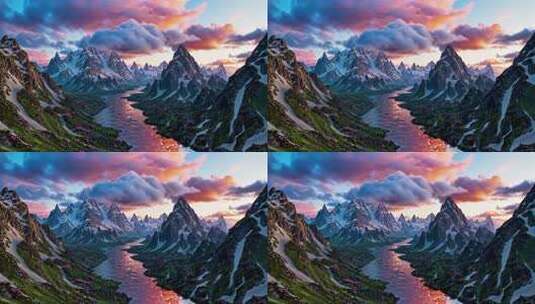 雪山自然风光全景高清在线视频素材下载