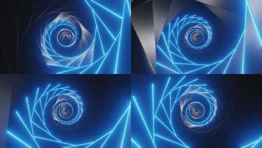 蓝色光线螺旋隧道特效高清在线视频素材下载