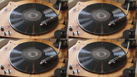 木质唱片机播放黑胶唱片高清在线视频素材下载
