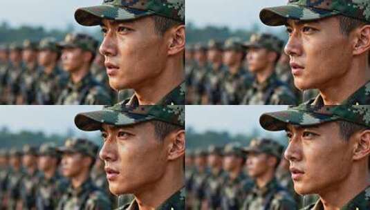 军人列队训练特写高清在线视频素材下载
