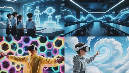 未来教育数字化学习VR教育虚拟现实科技高清在线视频素材下载