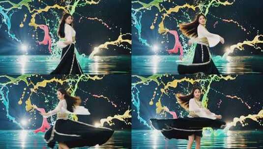 女子舞台舞蹈表演高清在线视频素材下载