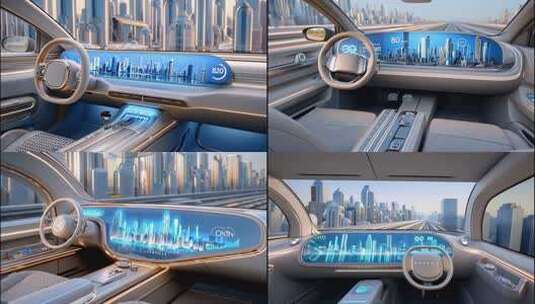 未来科技智驾汽车内饰 新能源智能驾驶座舱高清在线视频素材下载