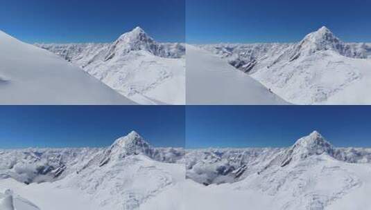 川西航拍中山峰贡嘎雪山壮丽景色高清在线视频素材下载
