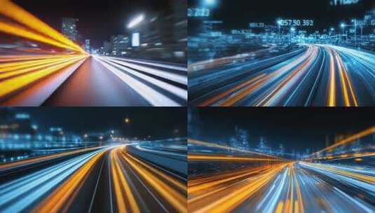 城市街道夜间车流光影素材高清在线视频素材下载