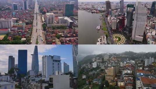 越南现代化建筑与历史遗迹航拍高清在线视频素材下载