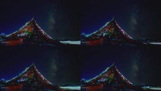 星空银河经幡藏族文化宗教信仰高清在线视频素材下载