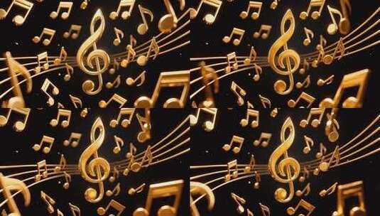 360度循环金色音符4K高清在线视频素材下载