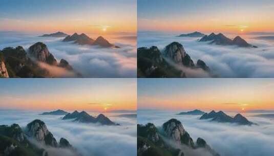 山间云雾缭绕唯美风光云海日出山峰壮丽景观高清在线视频素材下载