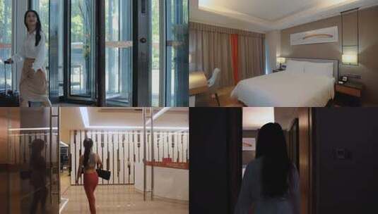 现代风格酒店卧室室内场景高清在线视频素材下载
