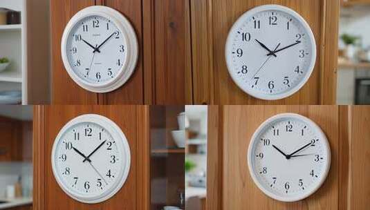 室内挂墙白色时钟特写高清在线视频素材下载