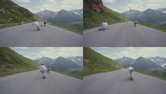 长板速降运动FPV航拍高清在线视频素材下载