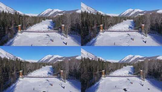 新疆阿勒泰地区禾木村雪景航拍高清在线视频素材下载