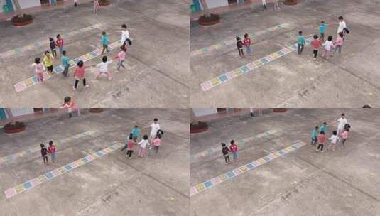 儿童在校园内玩跳房子游戏高清在线视频素材下载