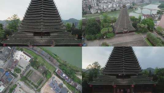 侗族鼓楼建筑景观高清在线视频素材下载