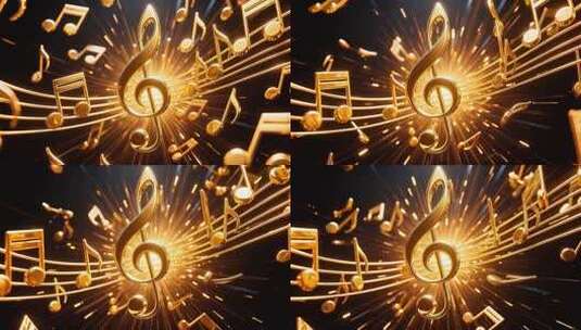 360度循环金色音符4K高清在线视频素材下载