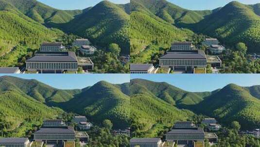 湖州安吉余村风光 大山间的度假酒店高清在线视频素材下载