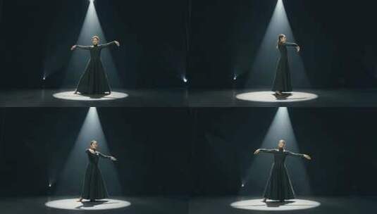 舞者舞台中央舞蹈表演高清在线视频素材下载