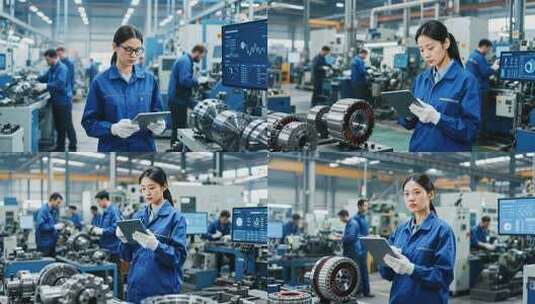 工厂女工操作记录工业场景高清在线视频素材下载