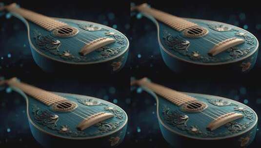 精美琵琶细节展示东方古典乐器之美高清在线视频素材下载