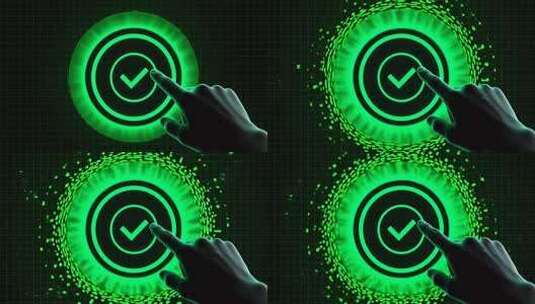 手指点击绿色虚拟按钮高清在线视频素材下载